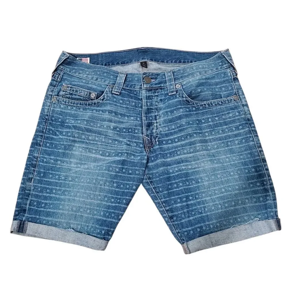 True Religion Y2K Geno Cut-Off Jean Shorts Jorts 36 Made in USA